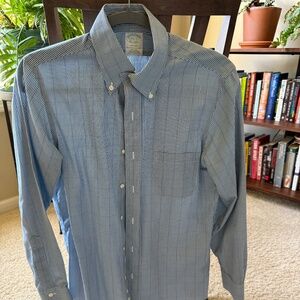 Teal/Navy Checkered Dress Shirt. Great Condition